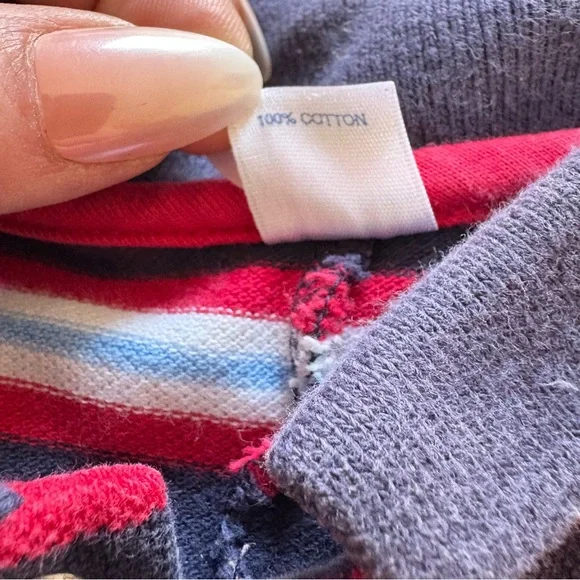 Vintage LAND’S END 3-6 Month Polo Striped Jumpsuit Layered Long Sleeves Snaps - Picture 4 of 10